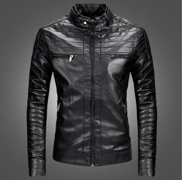 Autumn mens leather jacket black slim motorcycle coat men jackets clothes spring street fashion Factory direct sales