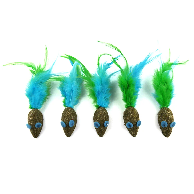 

2PCS Catnip Cat Toy Feather Toys Vegetable Flavor Faux Feather Mouse Catnip Toy Cat Chew Toy