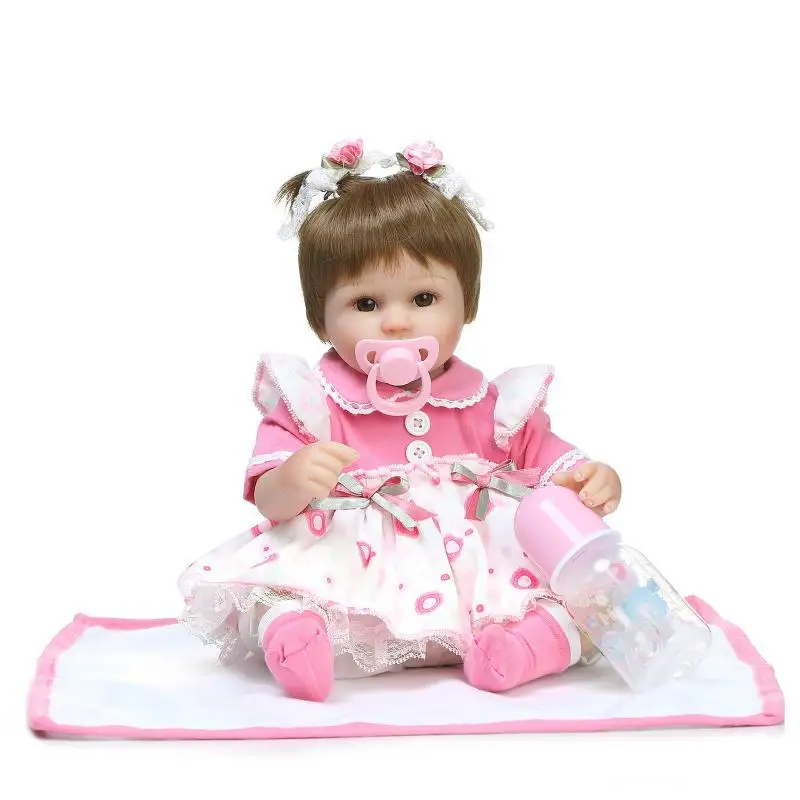 

NPK reborn baby toy dolls 18"41cm soft silicone vinyl reborn baby girl dolls bebes reborn bonecas play house toys child plamates