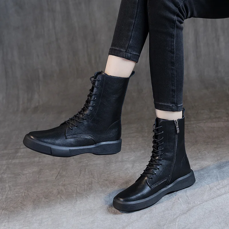 

Ботинки женские на плоской подошве, бархатные короткие сапоги в британском стиле, на шнуровке, с боковой молнией, Ретро стиль, большие разме...