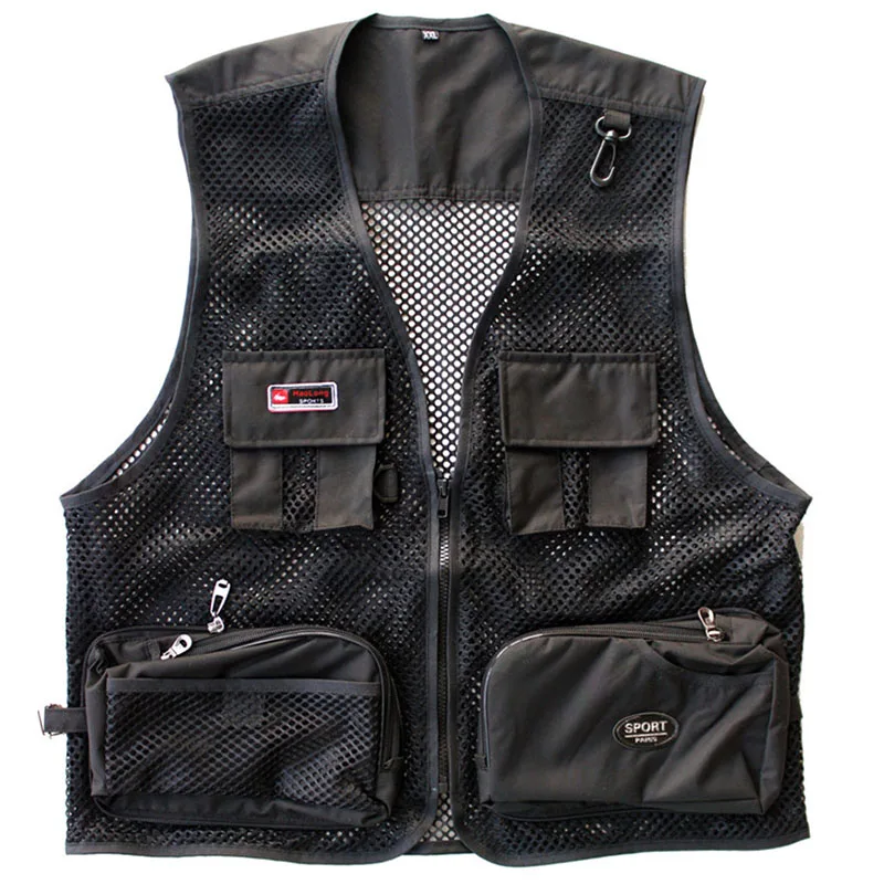 Высококачественный мужской жилет для рыбалки сетчатый на молнии с несколькими