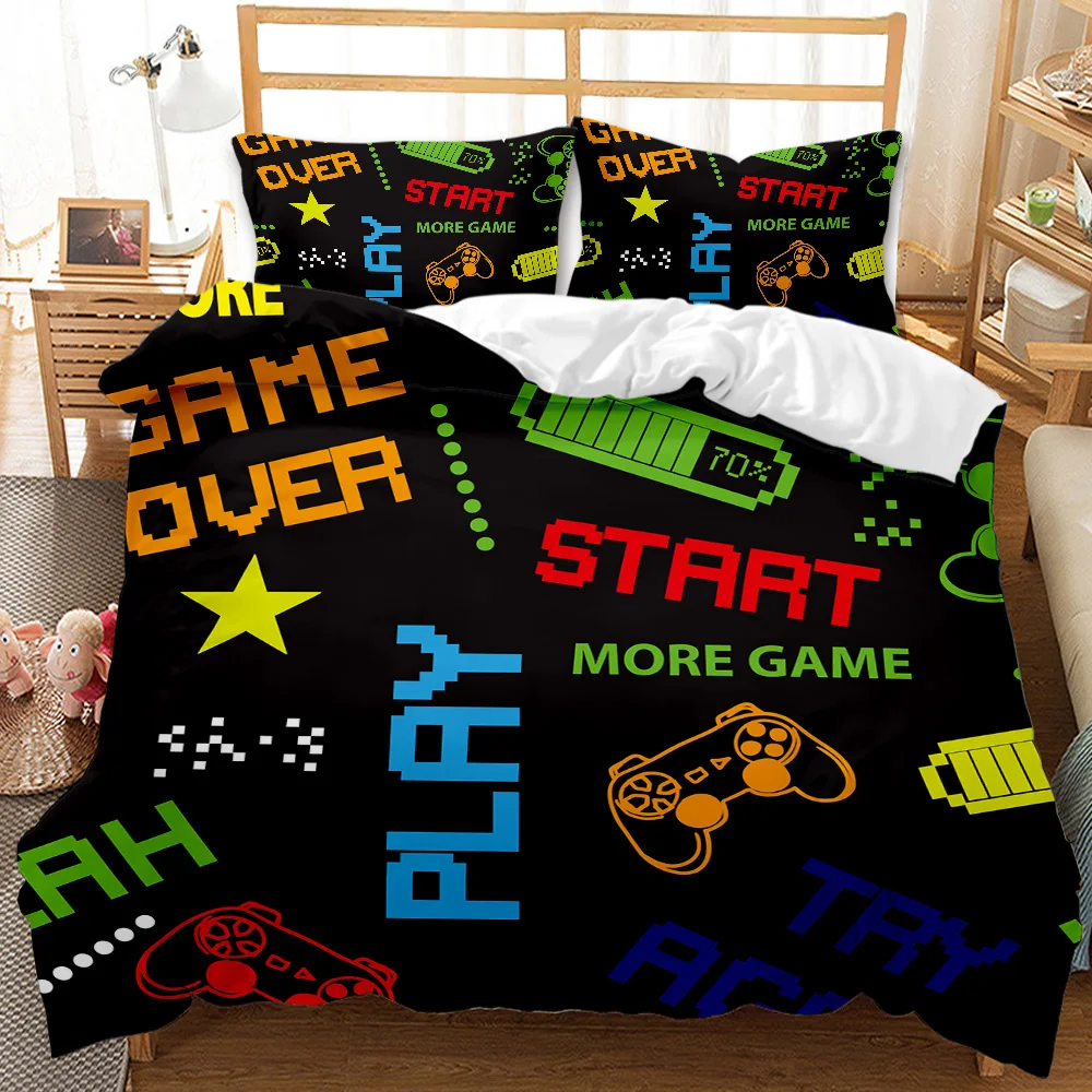 

Games Duvet Cover Boys Kids Gamepad Bedding Set Video Game Controller Room Decor Comforter Cover for Teen Girls Player 3pcs