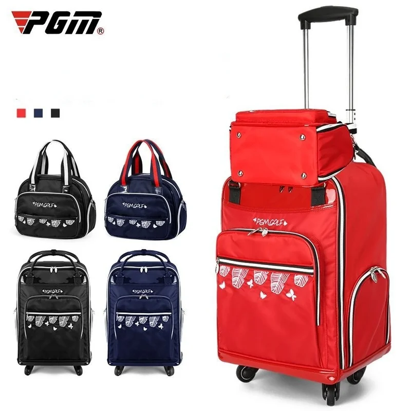 PGM Golf Women Trolley Clothing Bag Lady Nylon Bag Large Capacity Ultra Light Portable 4 Pulley Bags Hidden golf bag