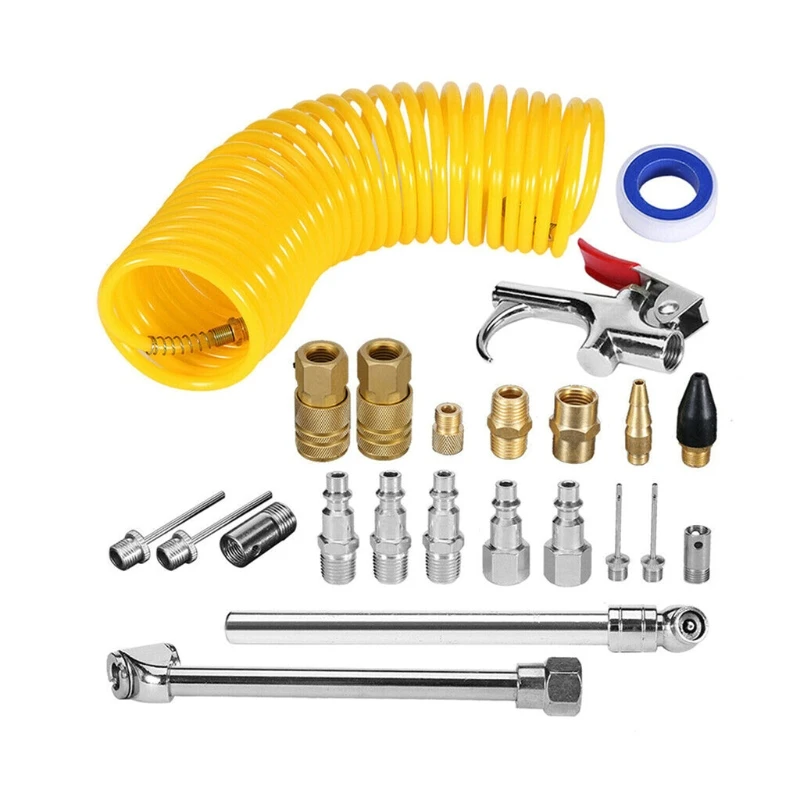 Accessories Kit Contains Various Useful Air Compressor Accessories 25 Feet Recoil Air Hose