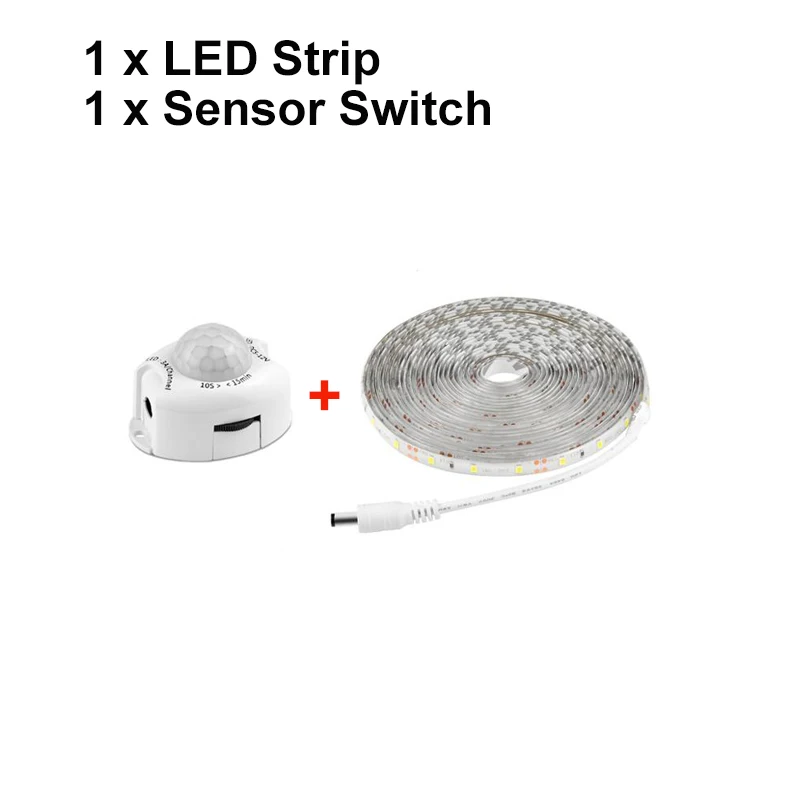 LED Strip and Sensor Светодиодная лента 1 м/2 м/3 м/4 м/5 м, 12 В, датчик движения, светильник под шкаф, кухонный светильник, шкаф, кровать, комната, светильник, полоса, лампа - Цвет: LED Strip and Sensor