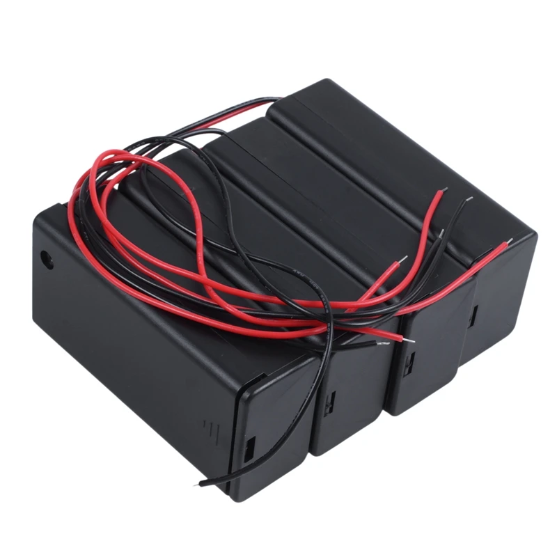 4Pcs On/Off Switch 1 x 9V Battery Case Holder Leads Black w Cap |