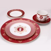 high quality bone china tableware dinner plate set noodles steak dessert cake tray ceramic dinnerware red bright series