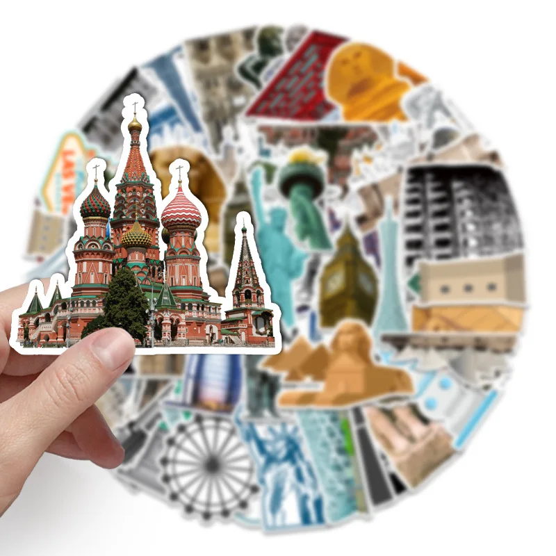 10/30/64PCS World Travel City landmark Graffiti Stickers Skateboard Fridge Laptop Motorcycle Luggage Cool Sticker Decals Kid Toy | Игрушки и