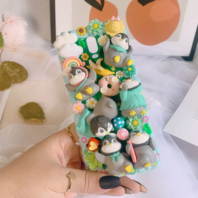 Online اليدوية الحال بالنسبة لسامسونج غالاكسي s21 الترا الكرتون مخصصة غطاء الهاتف s20 FE 5G s8 s9 s10 s20 زائد لتقوم بها بنفسك كريم قذيفة فتاة هدية