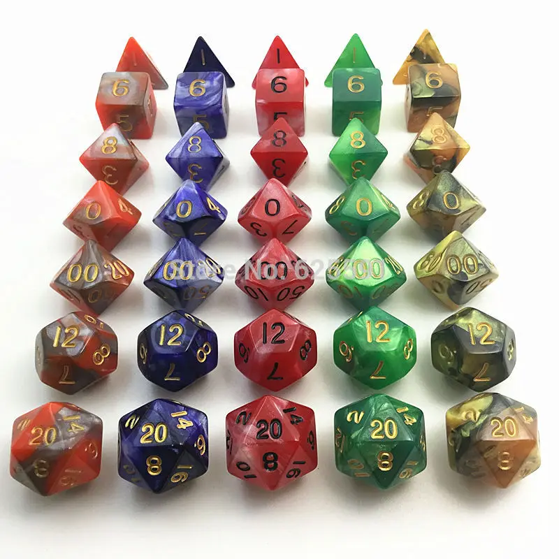 Новый набор цифровых игральных костей разных цветов 7 шт./компл. DnD d4 d6 d8 d10 d % d12 d20