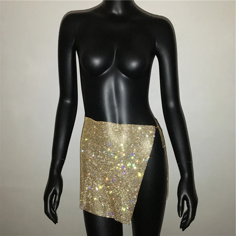 Пикантный Женский комплект из 2 предметов с блестящими стразами топ глубоким