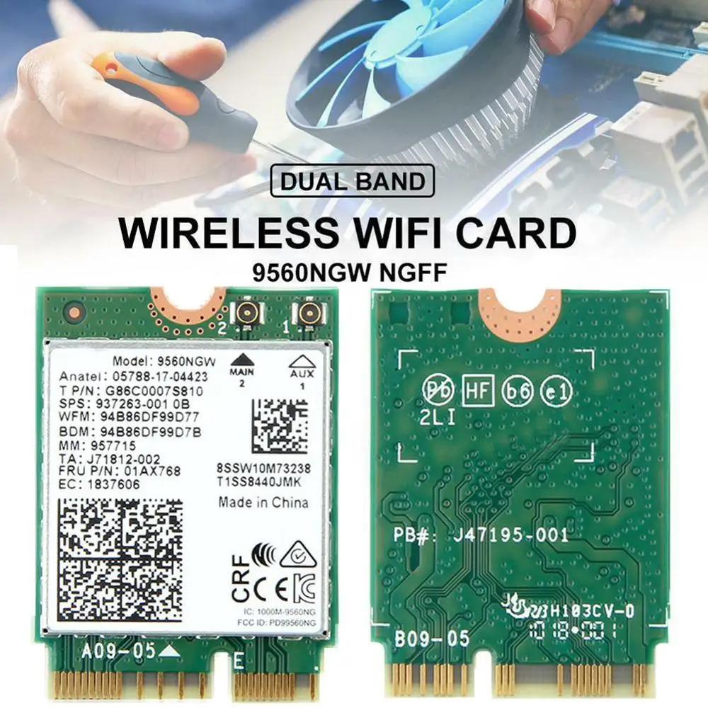 

Intel Dual Band AC 9560 9560NGW NGFF 1.73Gbps BT5.0 M.2 Wireless Wifi Card CNVI S5W2
