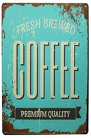 fresh brewed coffee premium quality metal tin sign vintage art poster plaque kitchen cafe home wall decor