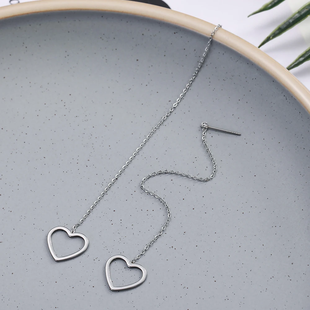 Женские длинные серьги цепочки из нержавеющей стали корейские в виде кофейной