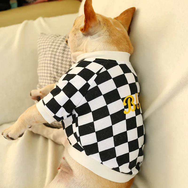 Питомец толстая собака красивый черный и белый сшитый цвет Собачья Рубашка два