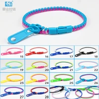 15pcs zipper bracelet anti stress colorful toy simple dimple friendship fidget zipper toys stress reliever neon colors set