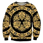 Свитшот IFPD в стиле барокко для мужчин и женщин, роскошный пуловер с длинными рукавами, с 3D-принтом короны и золотых цветов, европейские и американские размеры