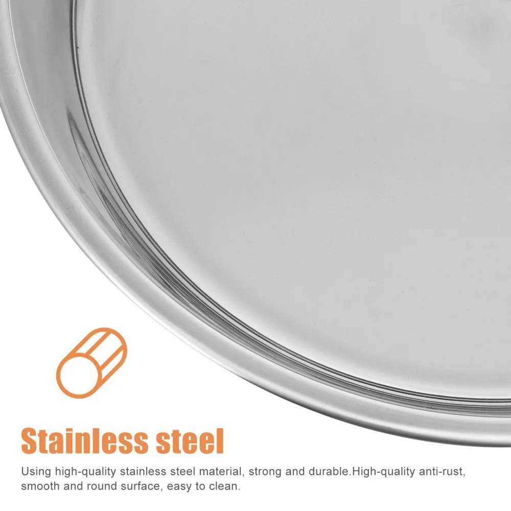 

4Pcs Stainless Steel Thickened Food Storage Plates for Restaurant (Silver)