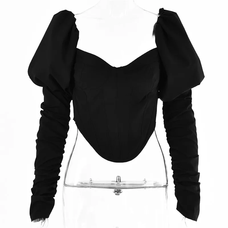 Женская блузка с длинным рукавом Julissa Mo квадратным вырезом и открытой спиной