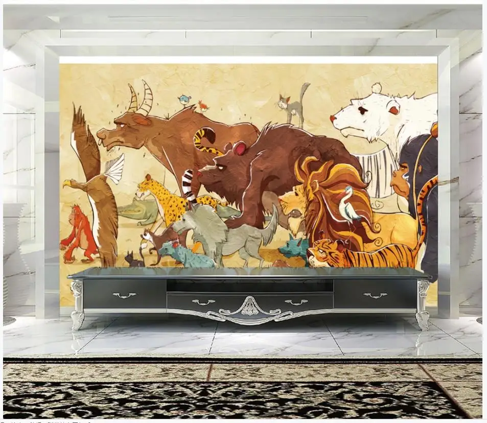 

Custom photo wallpaper for walls 3 d murals wallpaper Hand drawn zoo watercolor European and American style mural wall papers