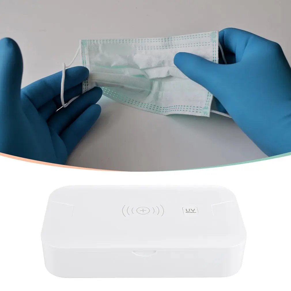 

Portable UV Light Sterilizer Box With Wireless Charging UV Sanitizer Box For Smart Phone Jewelry Watches Glasses Mask