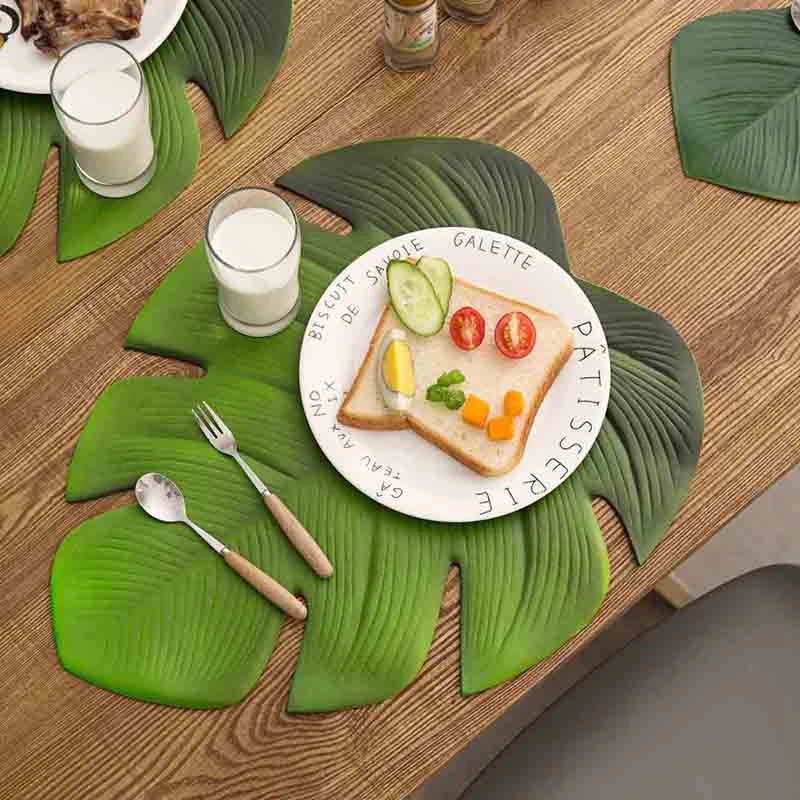 4 шт. коврик для стола с подставкой в виде банановых листьев водонепроницаемый и