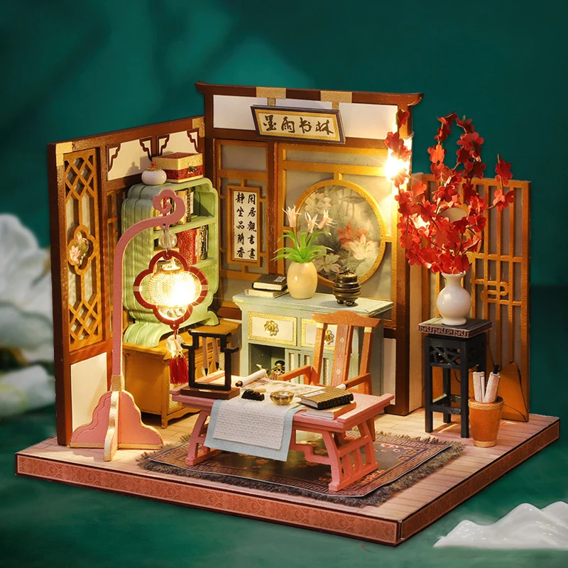 

DIY Wooden Doll House Kit Assembled Miniature Casa With Furniture Chinese Dollhouse Model Roombox Toys for Adults Xmas Gifts