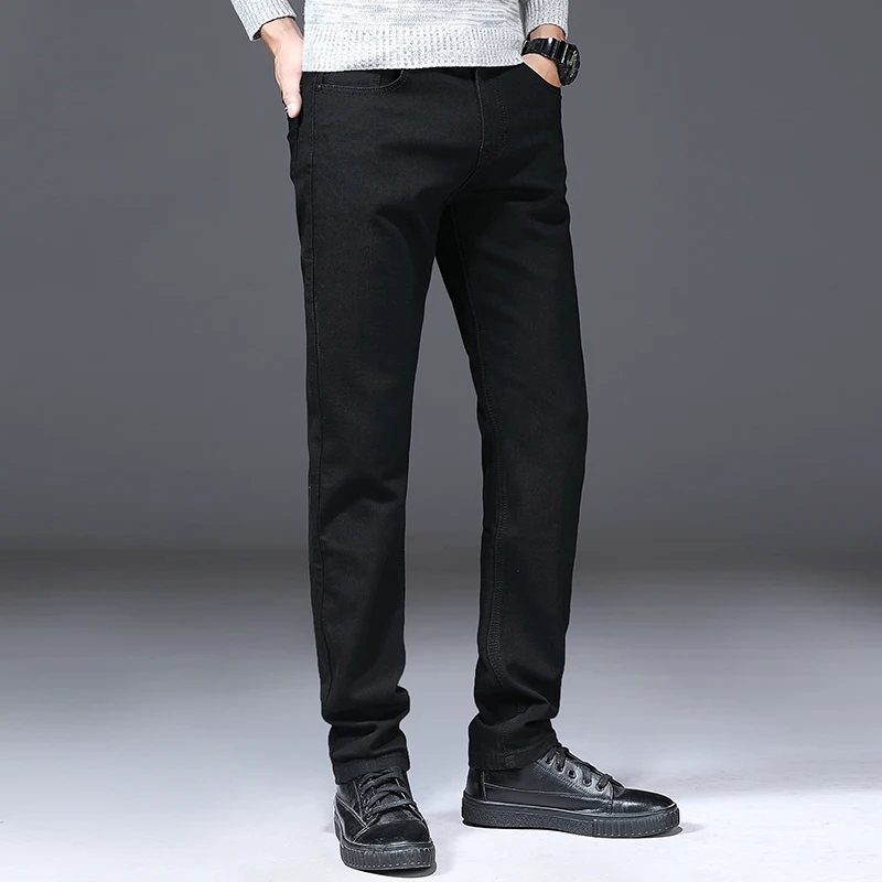 DIMI Fashion Denim Slim Fit Jean Trousers Male Brand Pants Classic Advanced Stretch Black Jeans New Style Business