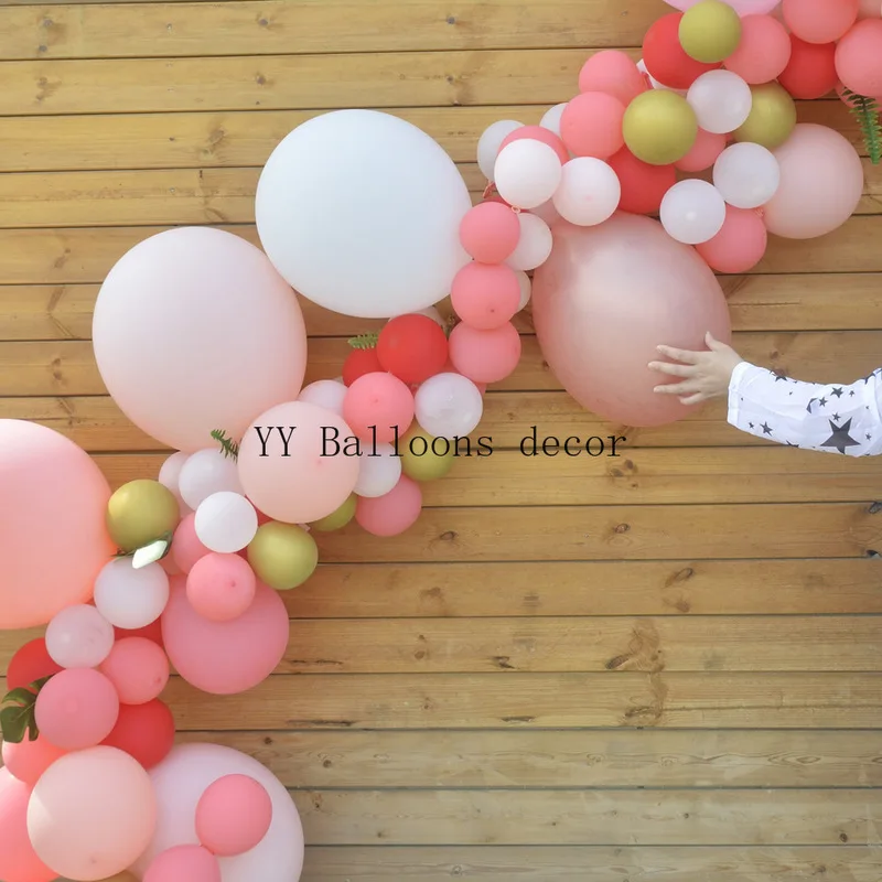 123pcs Balloon 1 Silvery Chrome Peach &amp Pink Decorations Backdrop for Wedding Baby Shower Bridal Party Decoration | Дом и сад