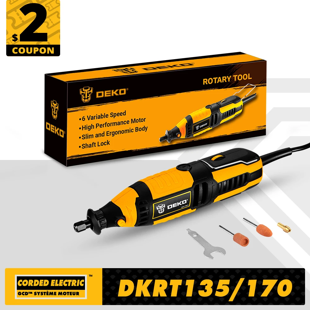 Электрическая дрель DEKO DKRT135ST/170ST, 220 В переменного тока, миниатюрная шлифовальная машина, вращающийся инструмент для шлифования, резки, …