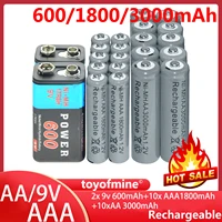2x 9v 600mah10x aaa 1800mah 10xaa 3000mah 1 2v ni mh rechargeable battery grey cells