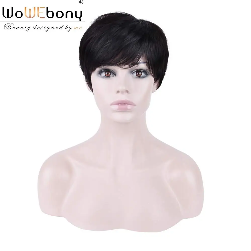 Короткие человеческие волосы парики прямые remy pixie cut парики машина сделал парик шнурка для черных женщин 6-10 дюймов с волосами младенца