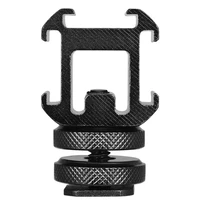 camera three head hot shoe base adapter on camera mount adapter for dslr camera for led video light microphone