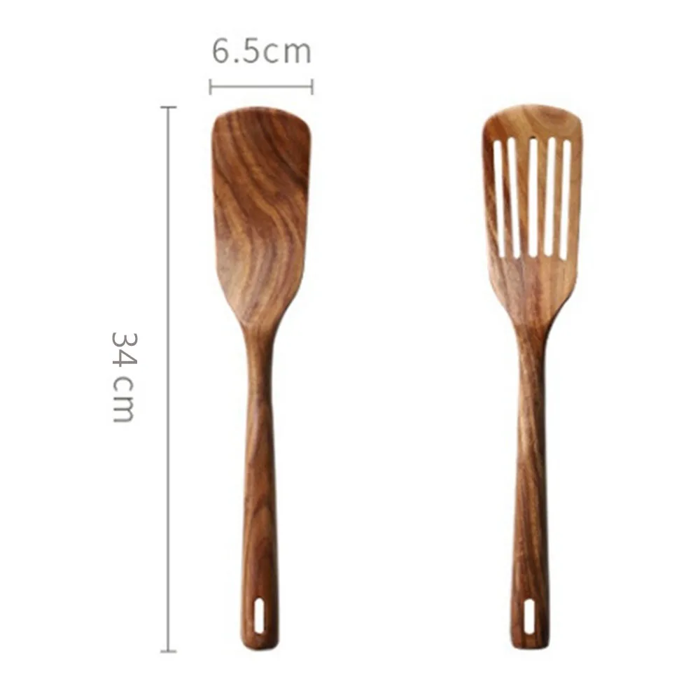 

Teak long-handled spatula Household solid wood non-stick pan cooking shovel lengthened kitchen wooden shovel kitchenware