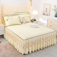 3 pcs lace bedspread on the bed heighten 45cm cotton bed linen with pillowcases dustproof bedspreads for bed queenking size