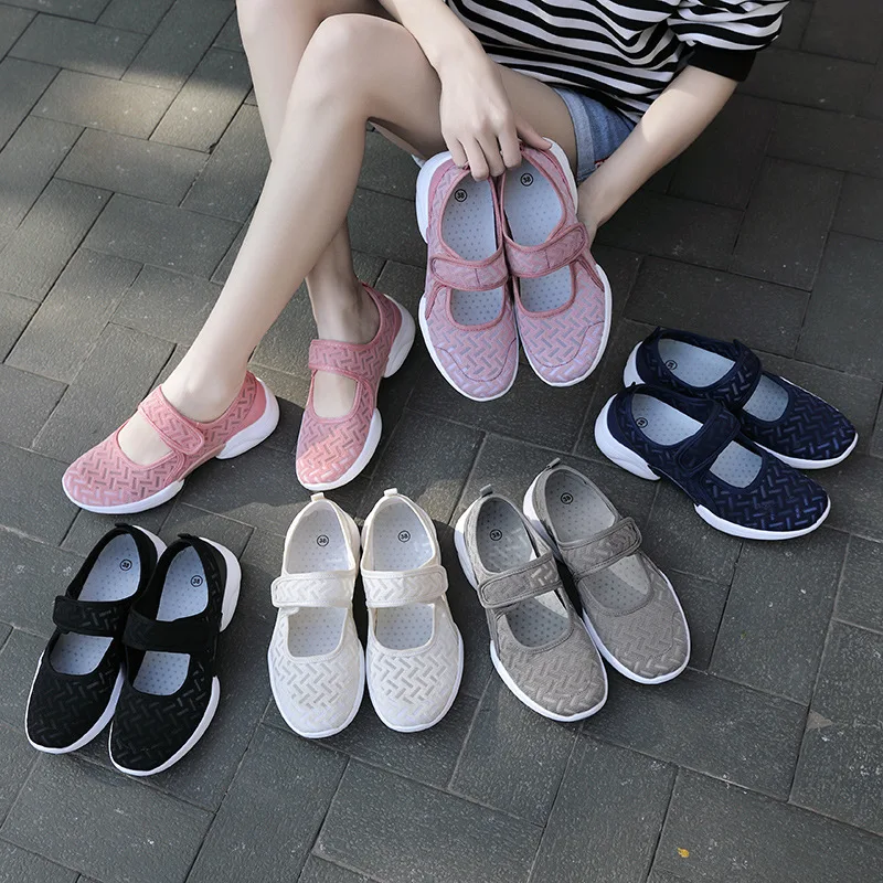 2021 Spring Women Flats Shoes Mesh Breathable Moccasins Women Boat Shoes Lightweight Casual Tenis Loafers Outdoor Walking Shoes