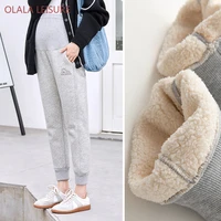 maternity pants winter solid sports pants loose maternity for pregnant women clothes cotton hallen velvet pants casual clothing