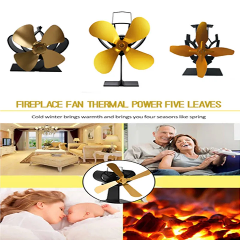 

Вентилятор для камина Gold, 4 лопасти, с электроприводом, для печи, для дрова, тихий вентилятор, эффективное распределение тепла для дома