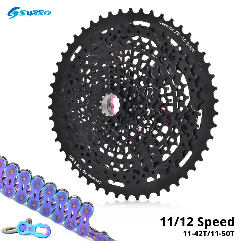 SWTXO Ultralight 11 Speed XD Cassette 9-42T/50T Mountain Bike Freewheel k7 11v 12v Sprocket SUMC 11S 12S Bike Chain For Sram XD