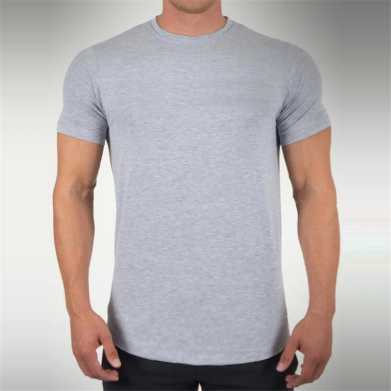 

Brand Cotton mens Gym Clothing Male Slim Fit t shirt Man fitness T-shirts Casual O-neck T-Shirts Plain mens tops tees