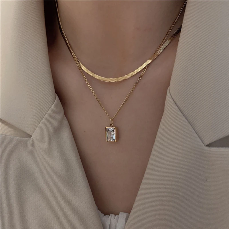 

2021 new simple temperament double-layer snake bone chain Ladies accessories Ladies necklace שרשרת לגבר цепочка для очков cadena