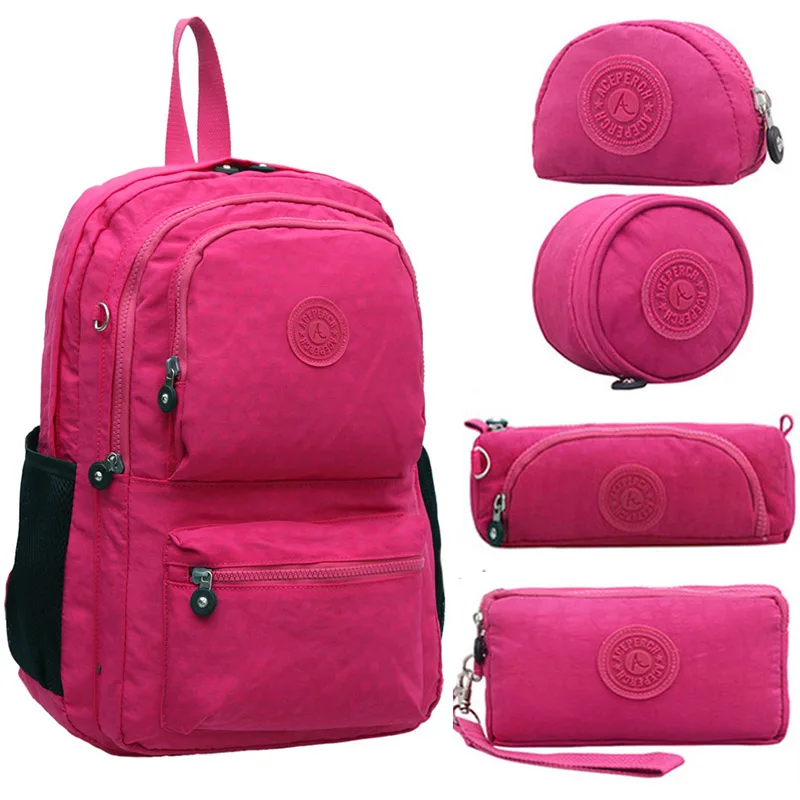 5 pieces Rose Red ACEPERCH Повседневный Bolsa водонепроницаемый 15,6 дюймовый ноутбук школьный рюкзак для девочки-подростка Mochila Escolar - Цвет: 5 pieces Rose Red