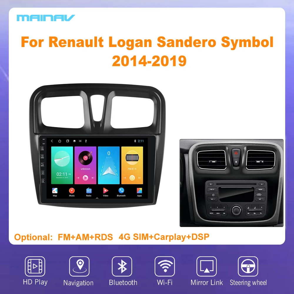 

9 "Android10 для Renault Logan Sandero Symbol 2014-2019 RDS автомобильный навигатор для DSP CarPlay автомобильный радиоприемник мультимедийный видео плеер GPS