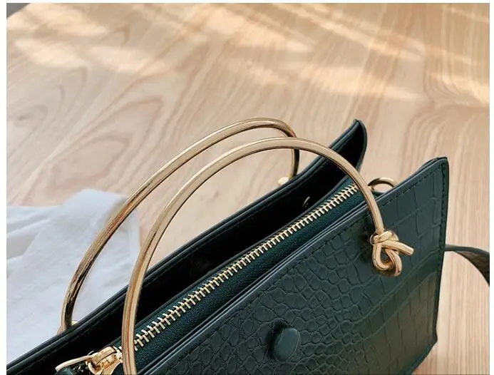 Женская сумка-тоут с металлическим кольцом модная новая качественная кожаная