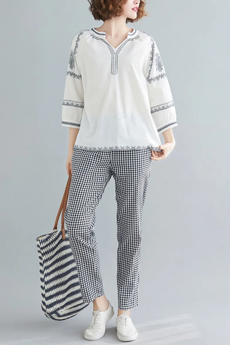 

Pencil Pants Elastics Plaid Harajuku Vintage High-Waist Fashion Woman Straight DM001