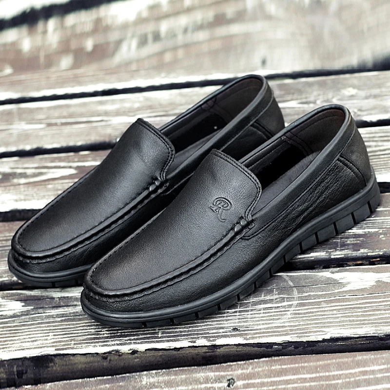 Spring Summer Casual Men's Loafers Comfortable Leather Flat Shoes Men Breathable Slip-On Soft Driving Moccasins % | Обувь