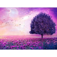 5d diy square full diamond scenery tree purple painting lavender full round diamond embroidery cross stitch love gifts