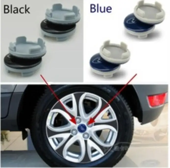 

4 pcs/lot Noir Bleu Roue Center Hub Cap Couvre 54mm Auto Logo Emblème Badge Pour Ford Fiesta Focus 2 1 Fusion Mondeo 4 3 S-max