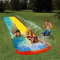 super slide water slip n slide double racer with slide boogie board inflatable air spring summer body board 25 ft backyard fun