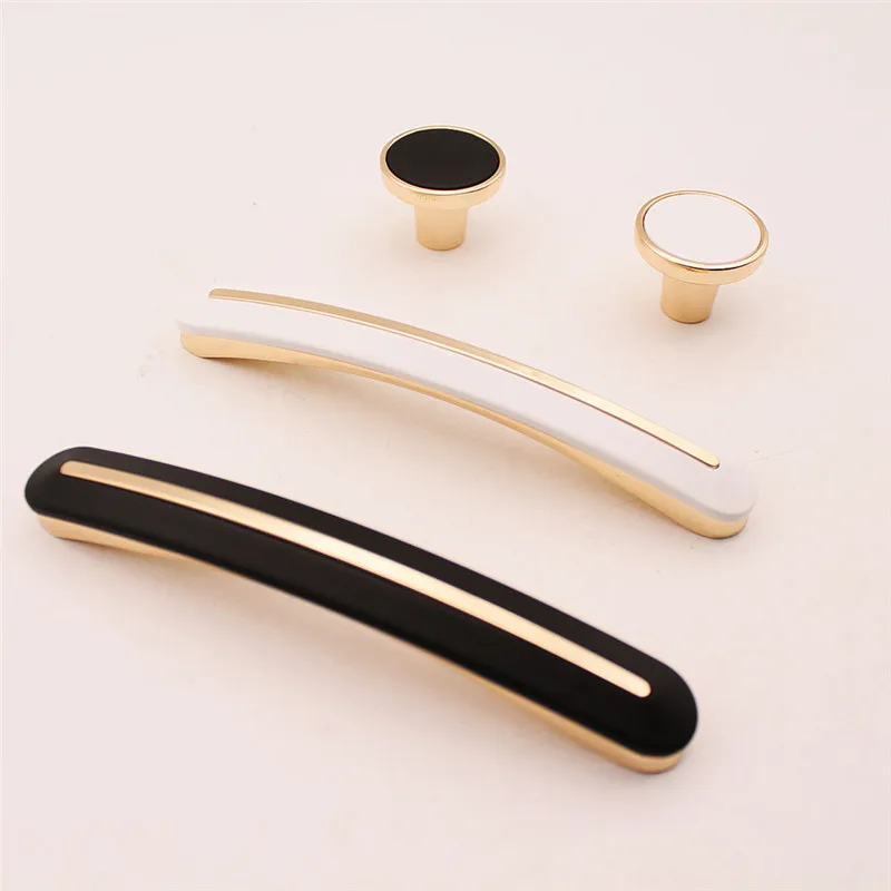 Роскошные золотые и белые ручки KK & FING для шкафов однотонные из цинкового сплава